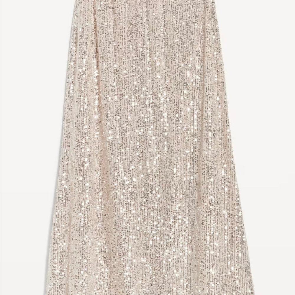 Silver sequin maxi holiday skirt